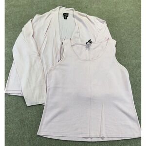Eileen Fisher M Twin Set Pink Tank Cardigan Waterfall Minimalist Career